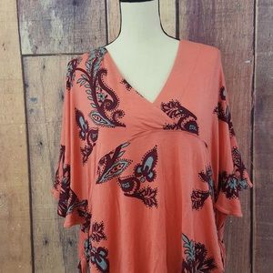 Free People Maui Wowie Peach Tie Sleeves Sz Small